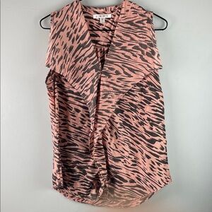 CAbi #104 Pink and Black Zebra Silk Blouse Size M